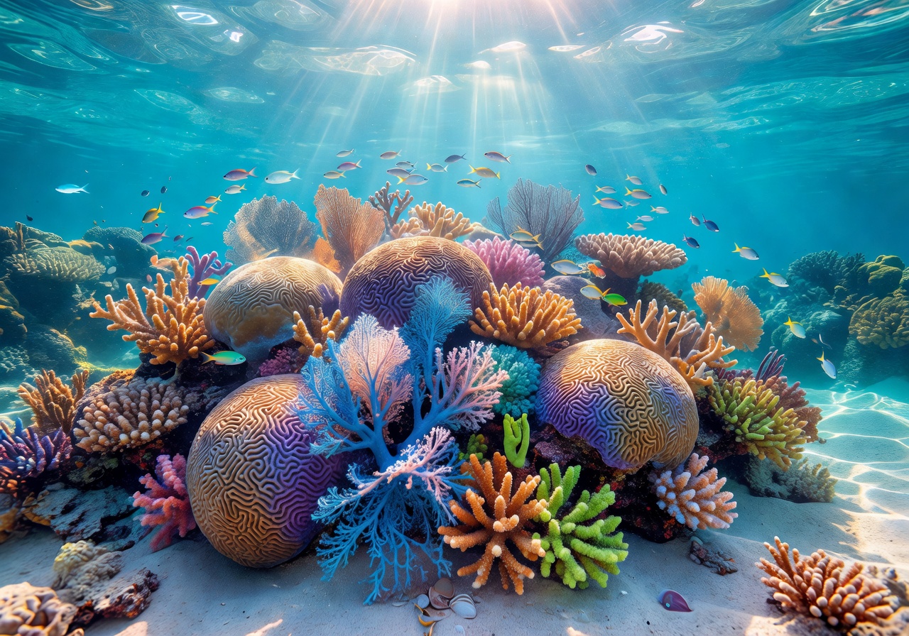 Beautiful underwater landscape featuring detailed coral structure patterns